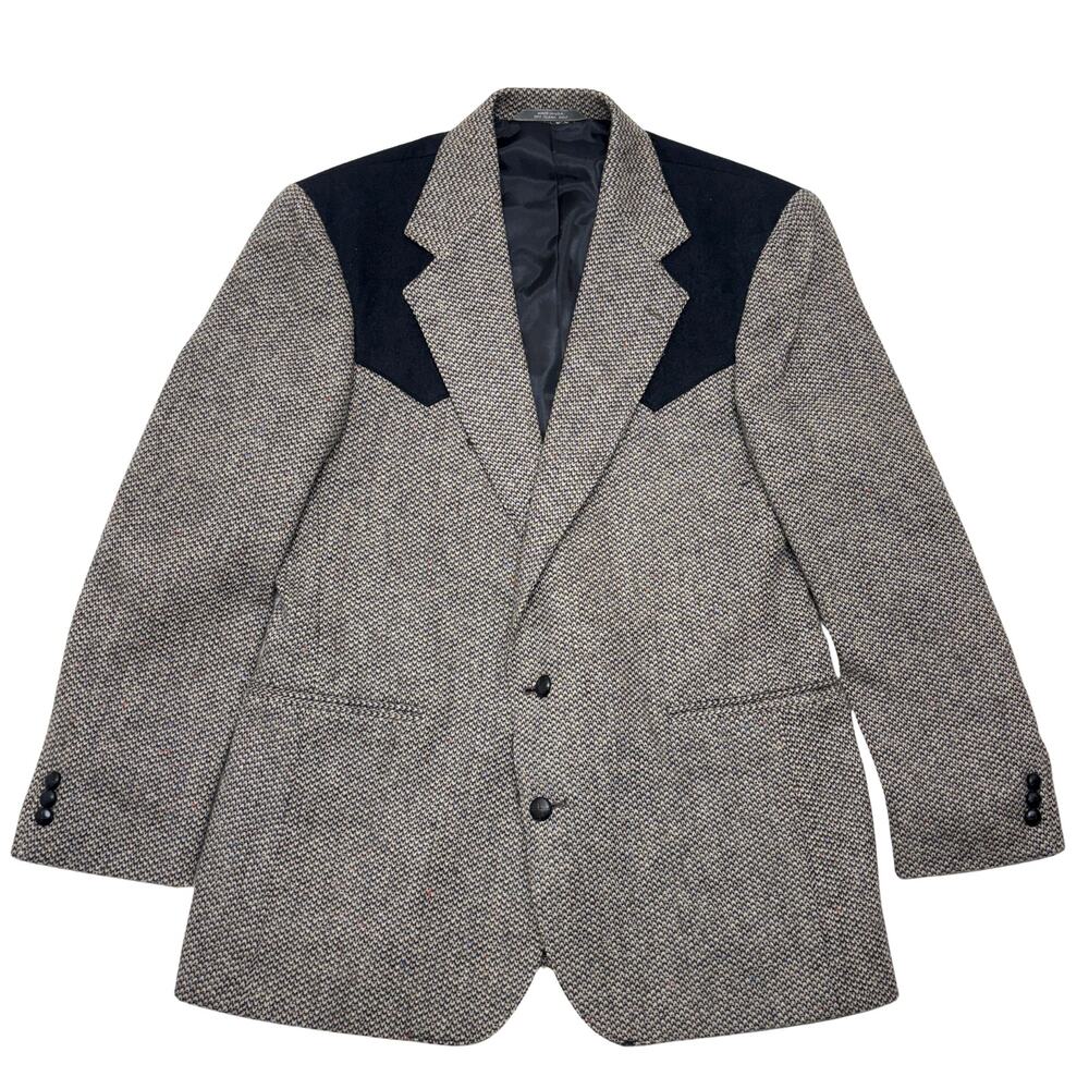 Vintage Taos Country Sport Coat Mens 42 Gray Wool USA Western Collection Blazer